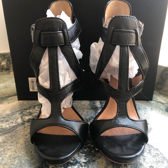 LAMB Strappy Sandal Black High Heel - Picture 1 of 8